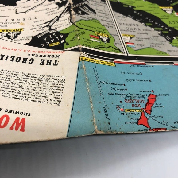 Vintage Stanley Turner New Dated Events WWII Map The Grolier Society Ltd. pub. - Picture 2 of 14